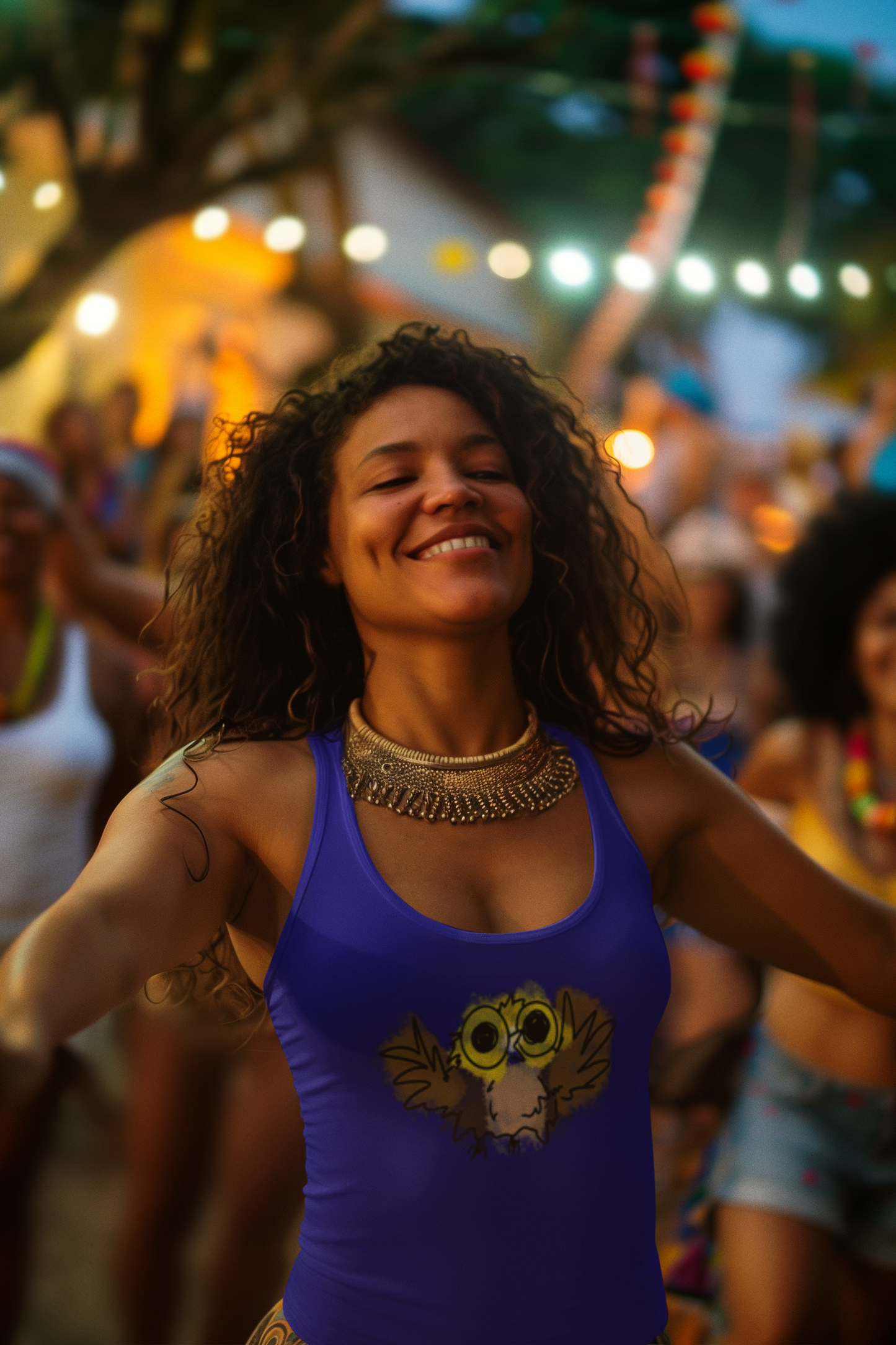 Owl logo cotton tank - boho clothing & yoga clothes