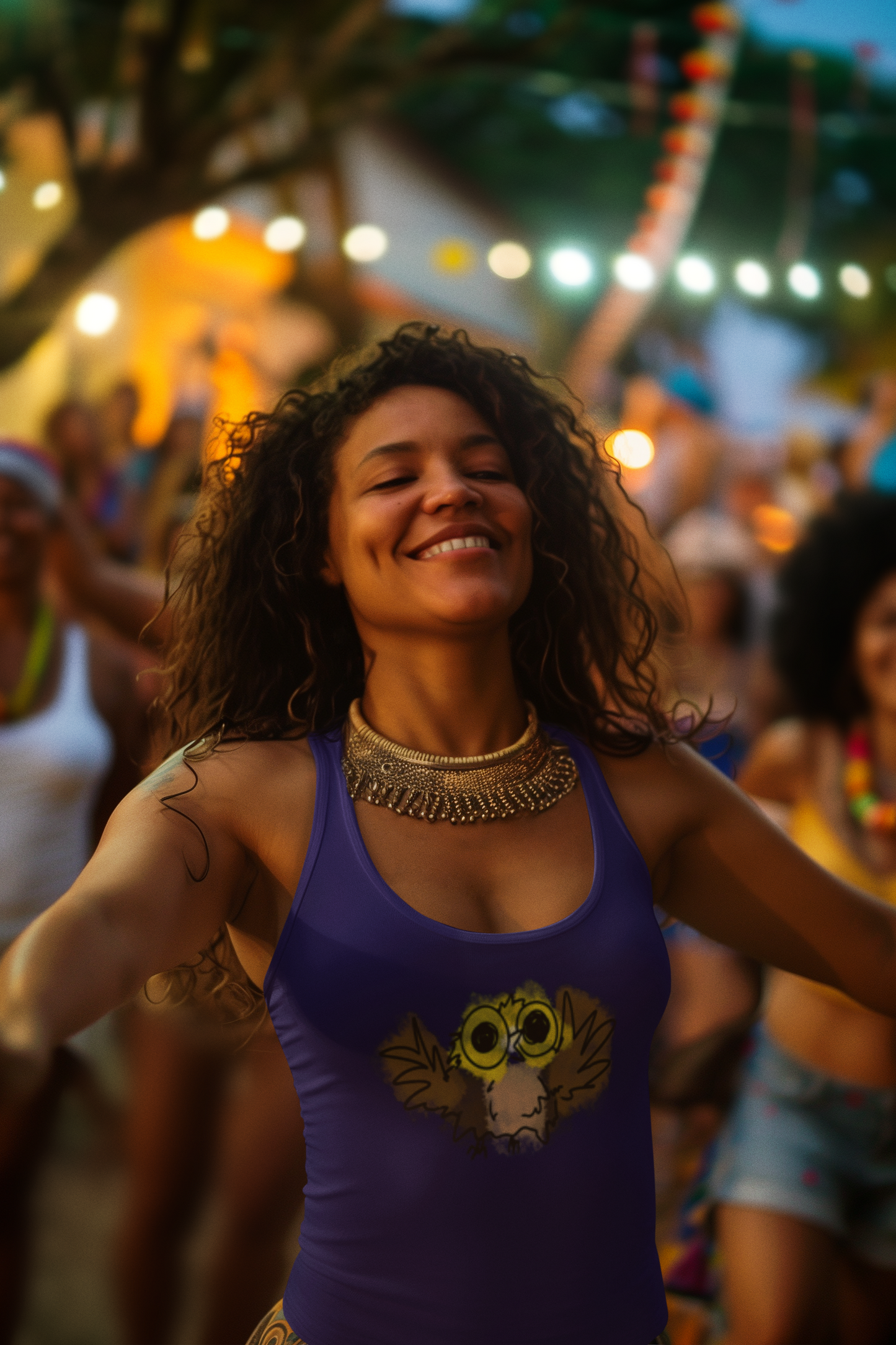 Owl logo cotton tank - boho clothing & yoga clothes